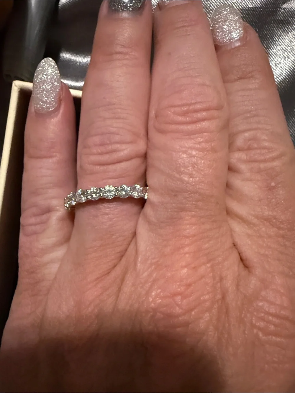 Sterling Silver 9.25 Moissanite Size Eternity Band Size 8
